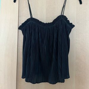 Madewell Black Mini Pleat Spaghetti Tank